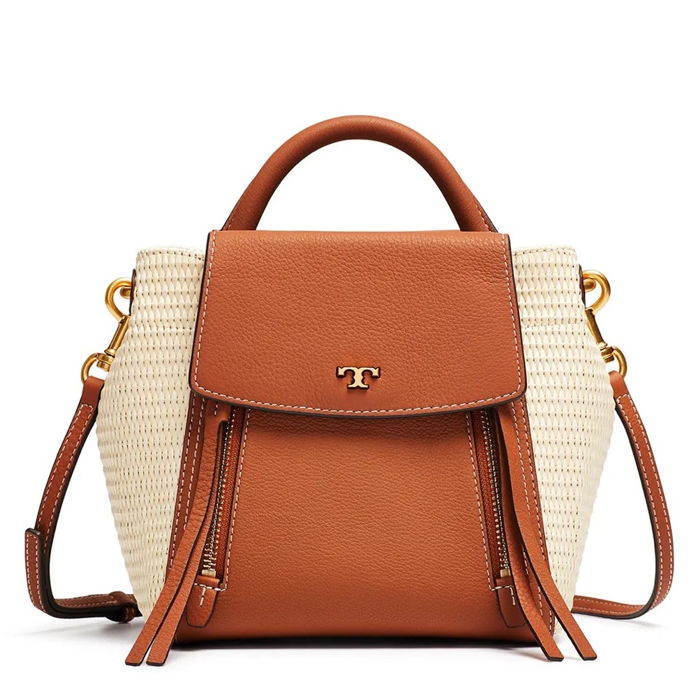 Tory Burch Half-Moon Straw Crossbody Bag
